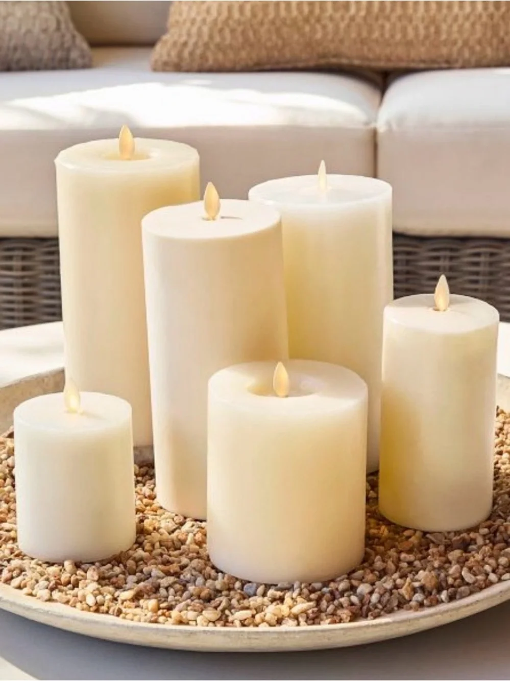 Pottery Barn Ivory Premium Flameless Pillar Candles ~ 3” x 3.5”